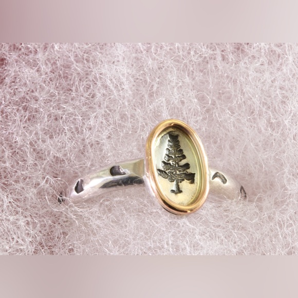 Sterling Silver Tree Ring with 14K Gold Accent – Size 6.25 - Picture 5 of 9